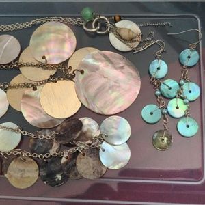 Three Mother of Pearl Necklaces & Coordinating Earrings A222
